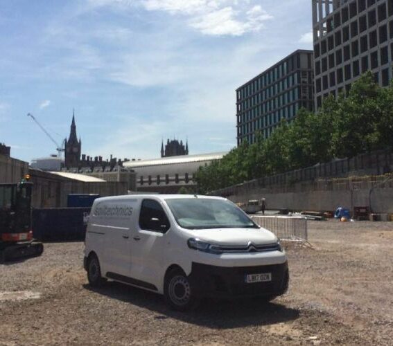 Van outside Google HQ.