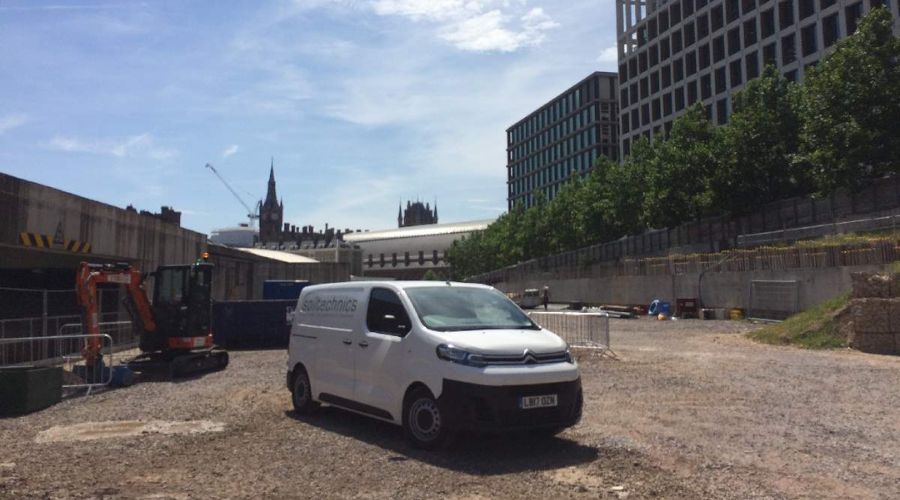 Van outside Google HQ.