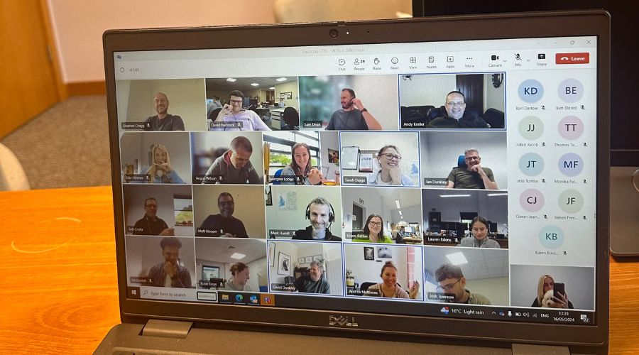 Soiltechnics employees on video call.